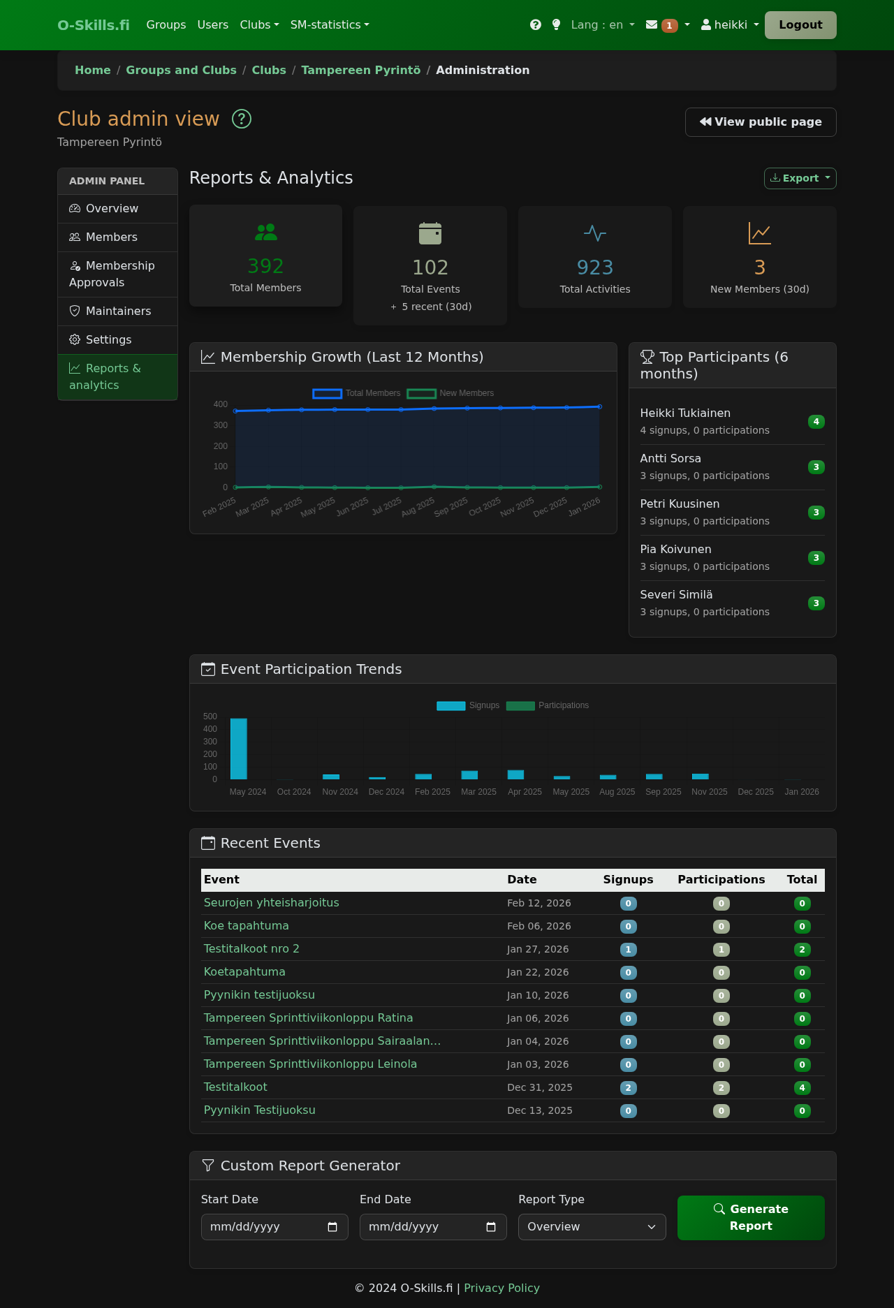 Club event management