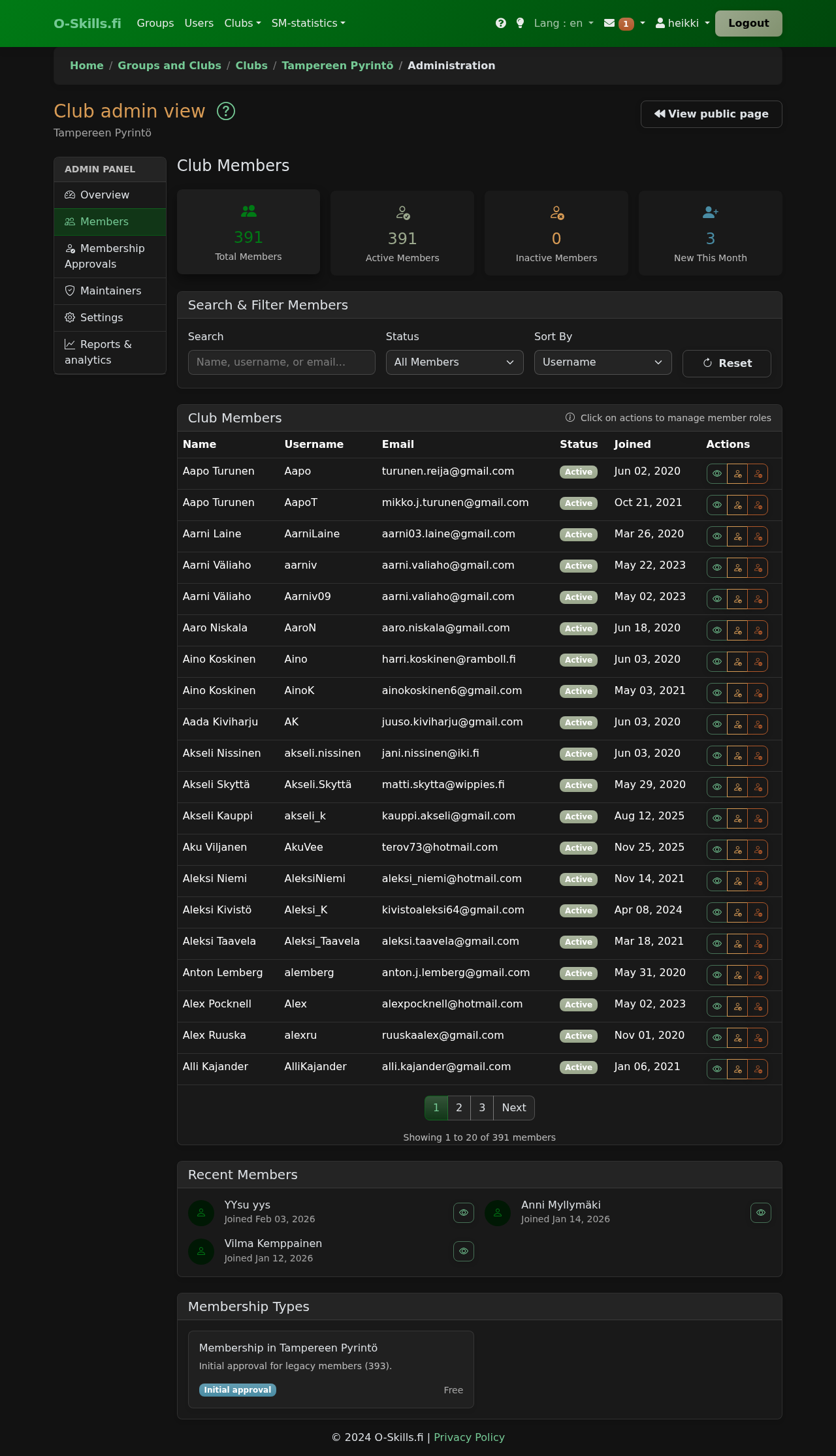 Club member management