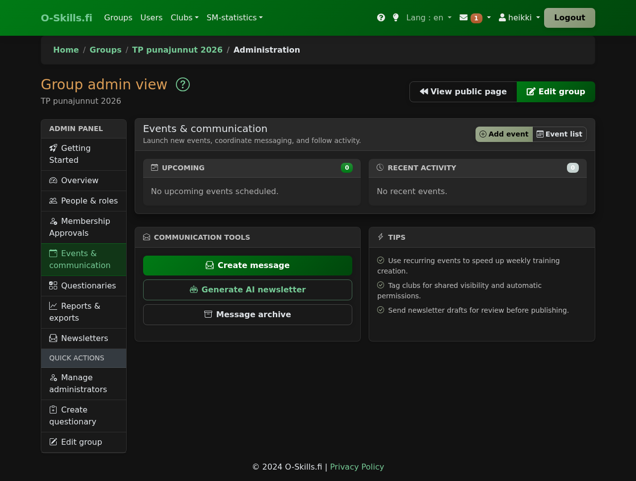 Group event management