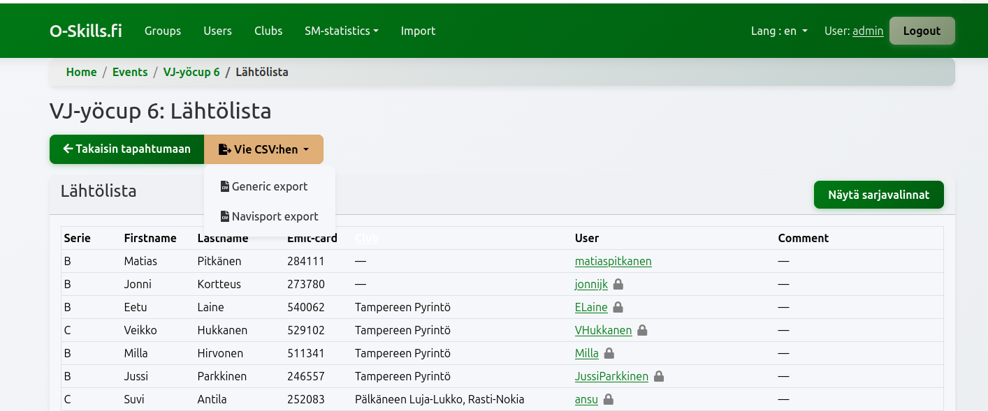 Navisport-lähtölistat suoraan O-Skillsistä – nyt entistä helpommin!